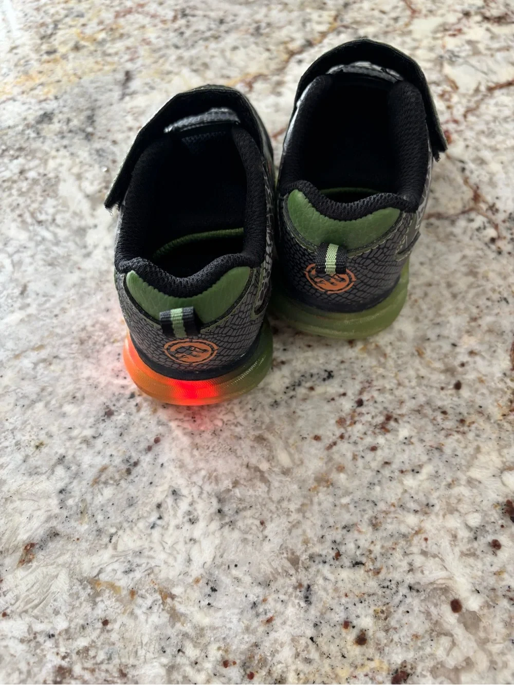 Boys' Dinosaur Velcro Sneakers in Green and Gray